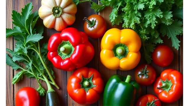 Colorful display of fresh produce at an Austin farmers market