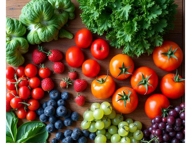 A vibrant display of fresh, locally sourced produce from an Austin farmers' market, showcasing healthy ingredients.